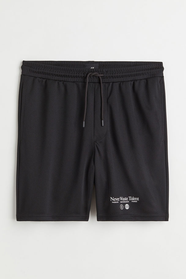 H&M Relaxed Fit Mesh Shorts Black/never Waste Talent