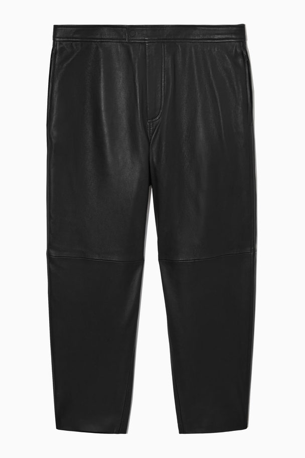 COS Relaxed-fit Tapered Leather Trousers Black
