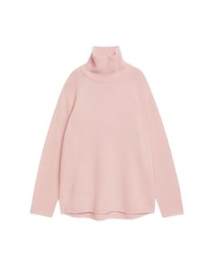 Raglan-sleeve Cashmere Roll-neck Jumper Light Pink