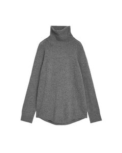 Raglan-sleeve Cashmere Roll-neck Jumper Grey
