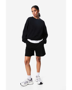Embroidered Sweatshirt Shorts Black