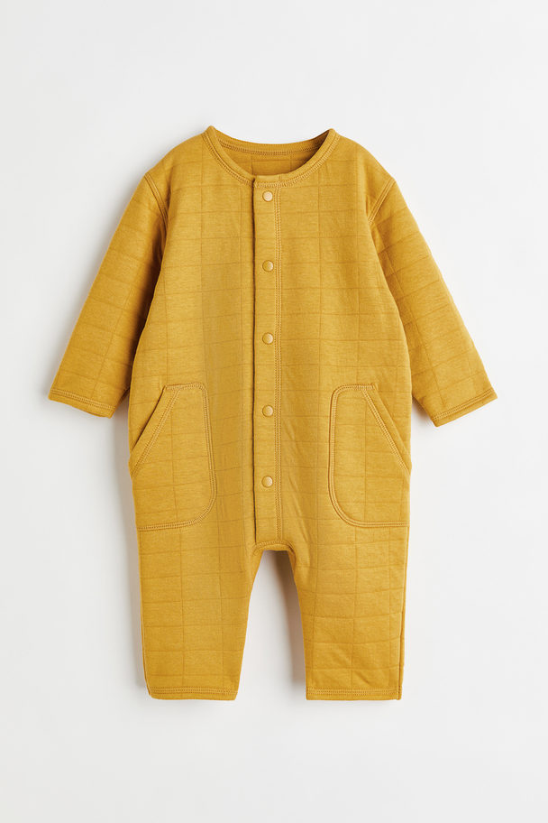 H&M Quilted Jersey Romper Suit Mustard Yellow