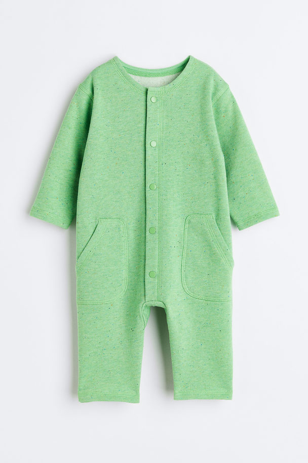 H&M Quilted Jersey Romper Suit Green Marl