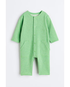 Quilted Jersey Romper Suit Green Marl