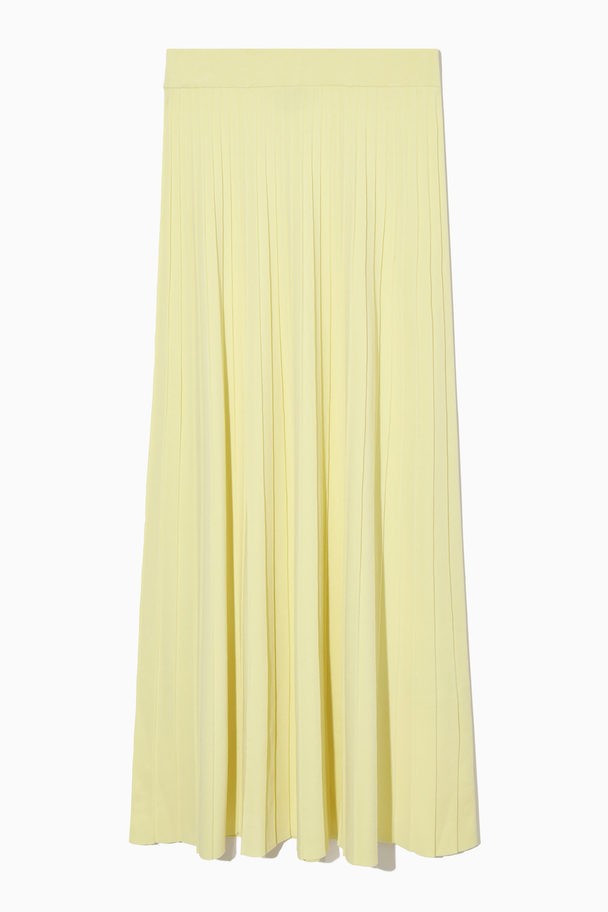 COS Pleated Knitted Maxi Skirt Light Yellow