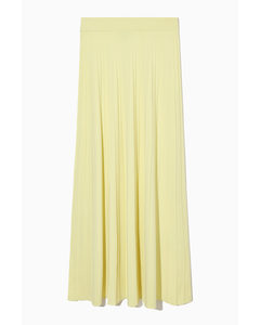 Pleated Knitted Maxi Skirt Light Yellow