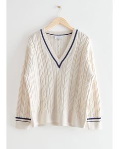 Merino Cable Knit Sweater White