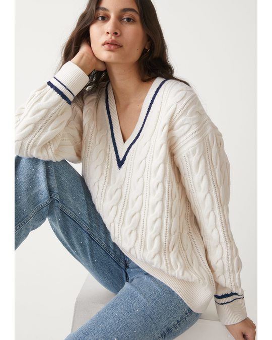 & Other Stories Merino Cable Knit Sweater White