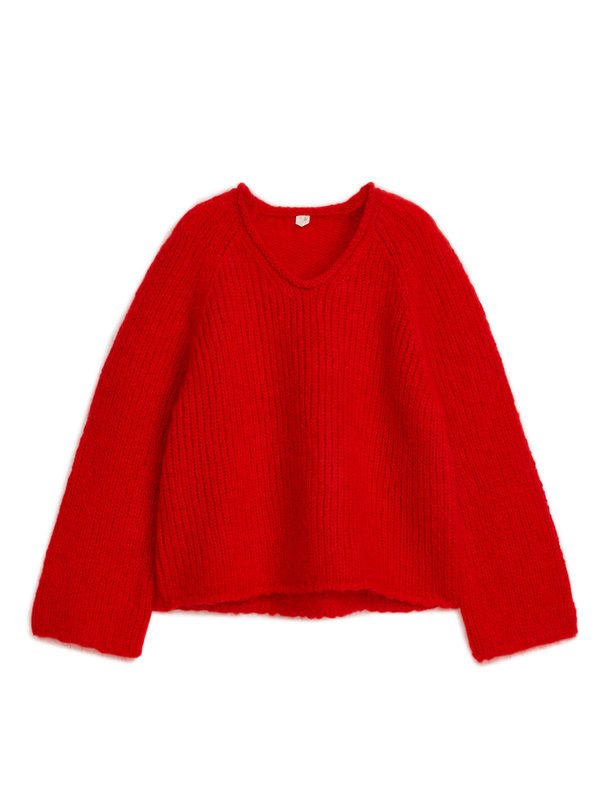 ARKET Loose-knit Wool-mohair Jumper Red