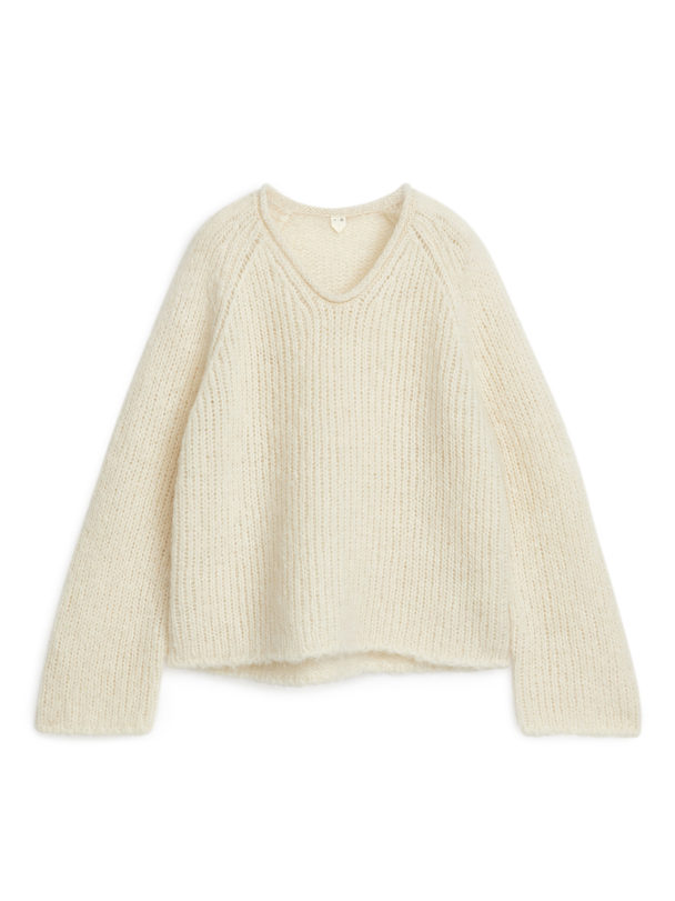 ARKET Loose-knit Wool-mohair Jumper Off-white