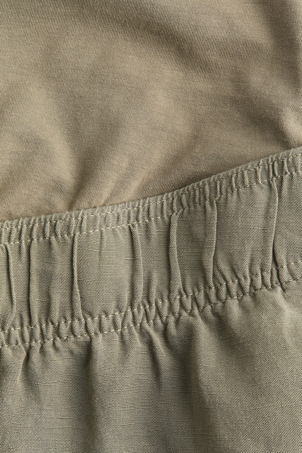 H&M Mama Linen-blend Shorts Khaki Green