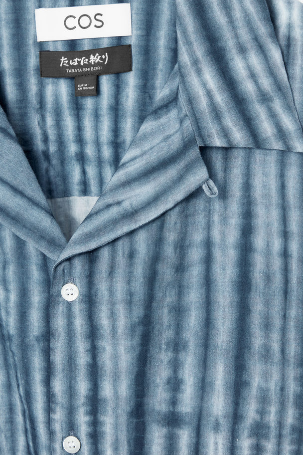 COS Camp-collar Short-sleeved Shirt Blue / Beige