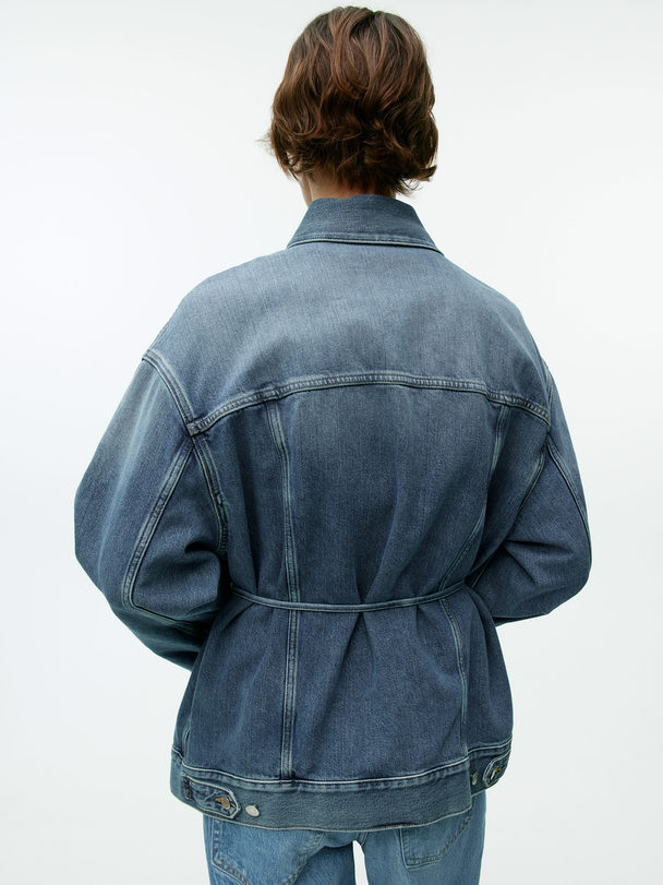 ARKET Denim-Jacke mit Bindedetail Verwaschenes Blau