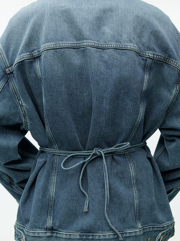 ARKET Tie-detail Denim Jacket Washed Blue