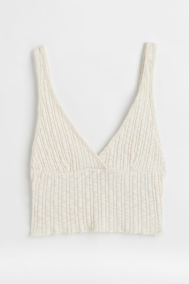 H&M Rib-knit Crop Top Natural White