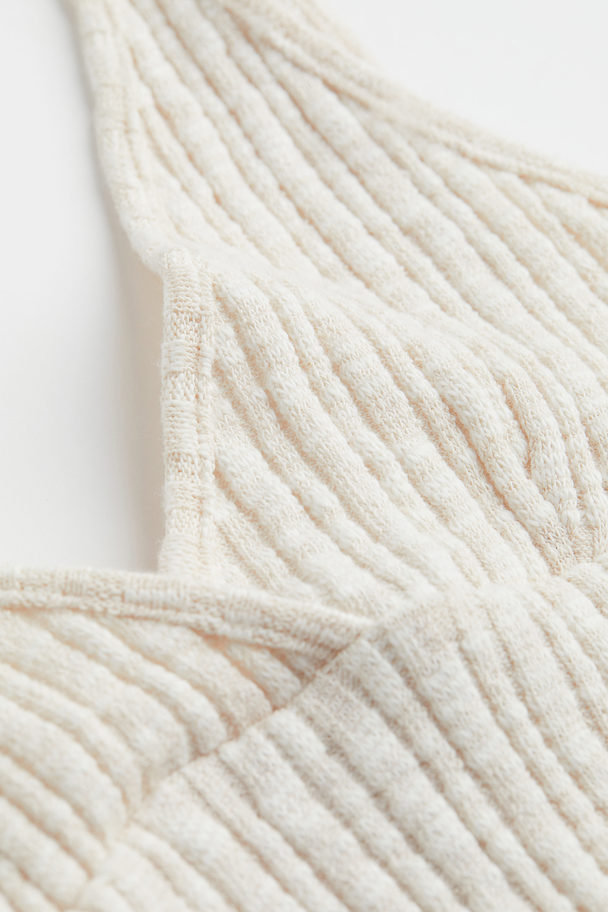 H&M Rib-knit Crop Top Natural White