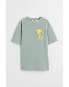 T-Shirt aus Baumwolle Hellgrün/Skater