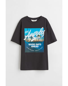 Katoenen T-shirt Donkergrijs/los Angeles
