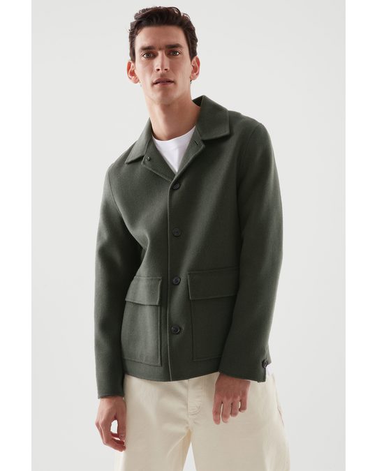 COS Utility Wool Jacket Dark Green