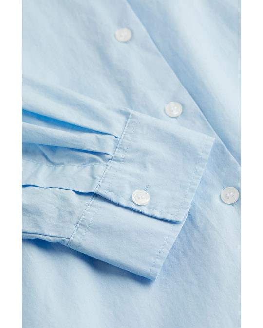 H&M Mama Cotton Poplin Shirt Light Blue