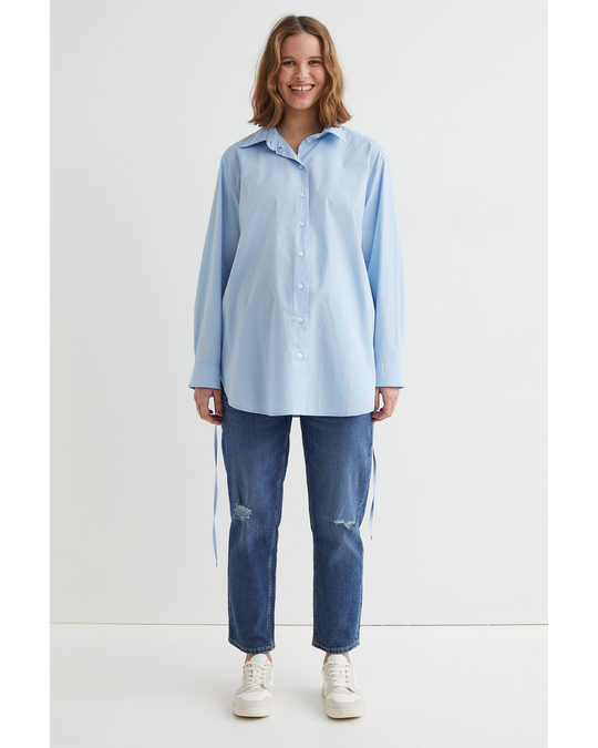 H&M Mama Cotton Poplin Shirt Light Blue