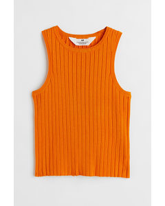 Rib-knit Top Orange