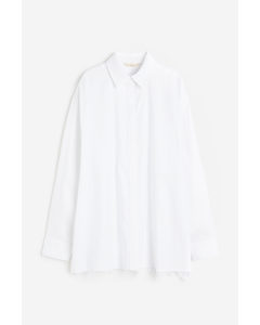Lace-back Linen-blend Shirt White