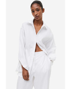Lace-back Linen-blend Shirt White