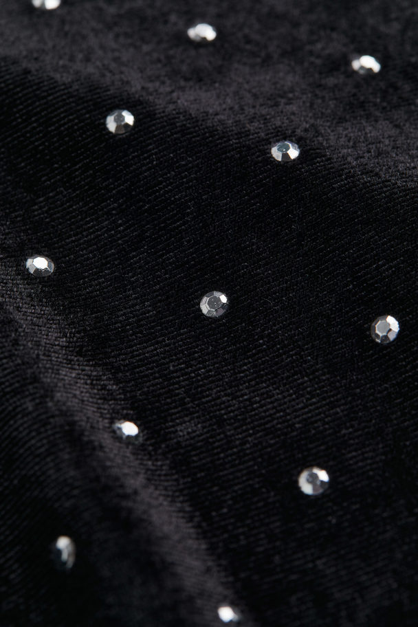 H&M Rhinestone-embellished Cold Shoulder Dress Black