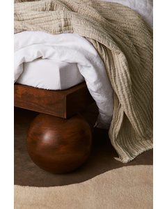 Crinkled Linen-blend Blanket Light Beige