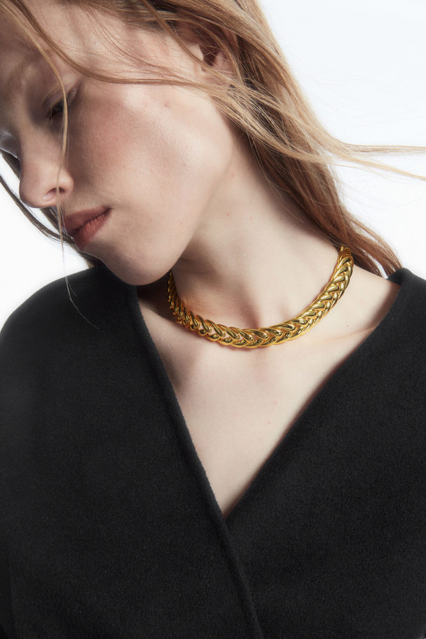 COS Short Plaited Chain Necklace Gold
