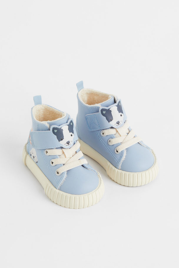 H&M Hoge Warmgevoerde Sneakers Lichtblauw/honden