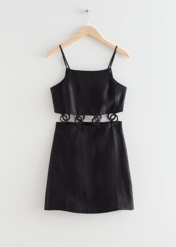 & Other Stories Fitted O-ring Mini Dress Black
