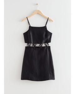 Nauwsluitende Mini-jurk Met O-ringen Zwart