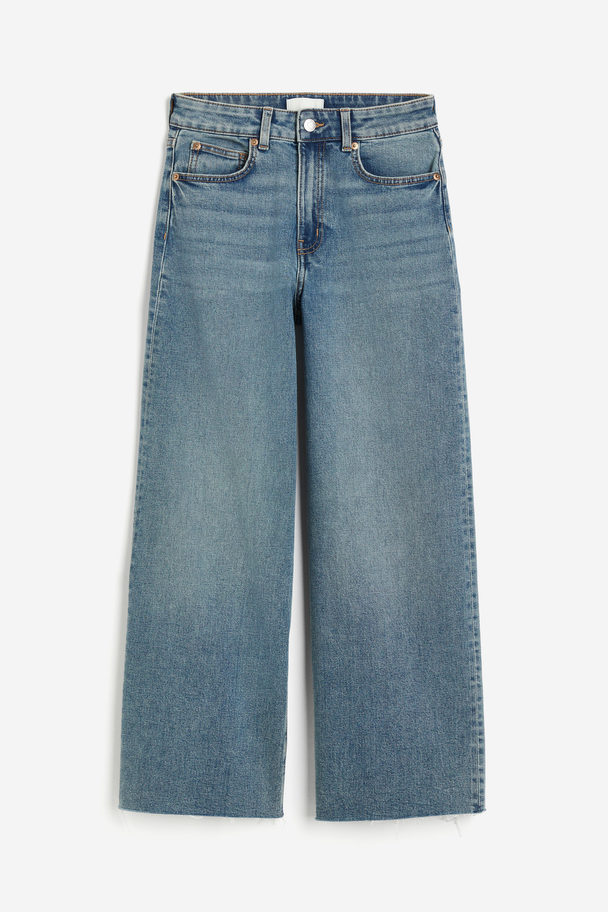 H&M Wide High Ankle Jeans Mellandenimblå