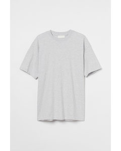 Baumwoll-T-Shirt Oversized Fit Hellgraumeliert