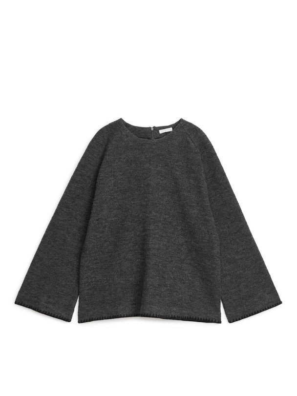 ARKET Boiled Wool Sweatshirt Dark Grey Melange