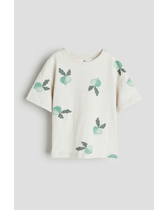 Oversized Cotton T-shirt Cream/beetroots