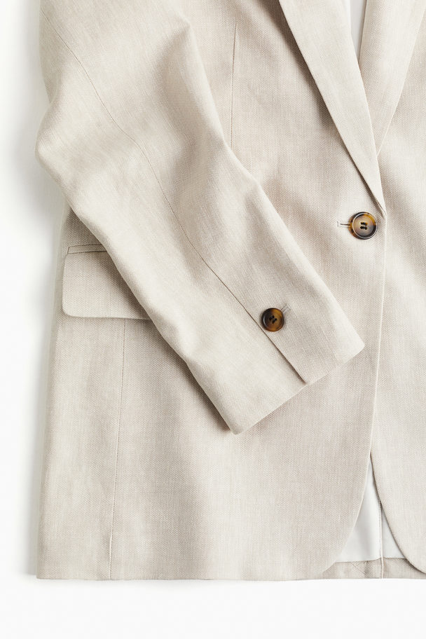 H&M Linen-blend Blazer Light Beige