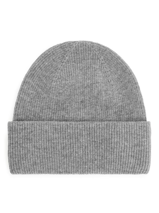 ARKET Umschlag-Beanie aus Wolle Grau