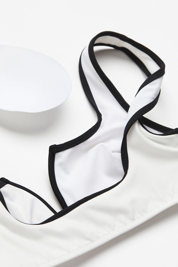 H&M Padded Bikinitop Wit/zwart
