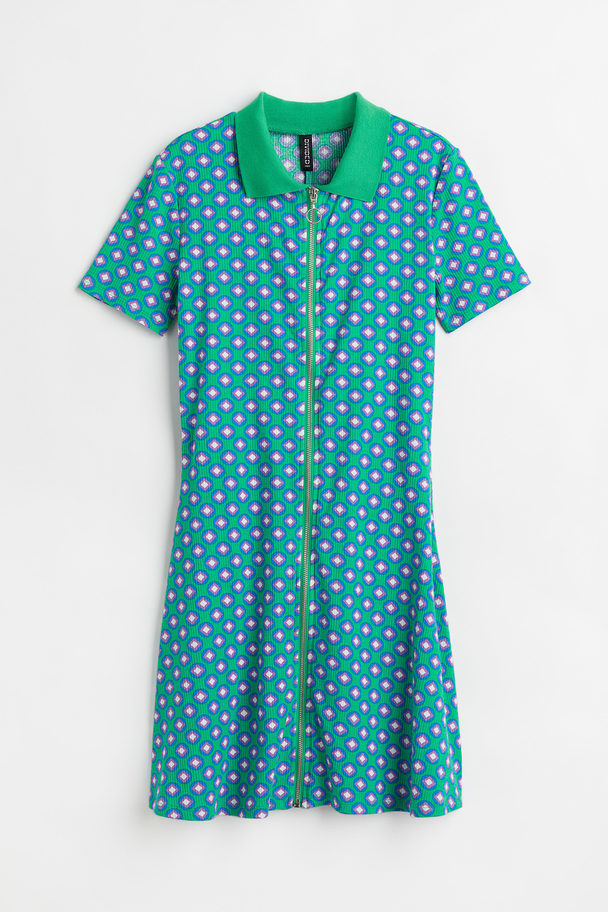 H&M Collared Dress Green/patterned