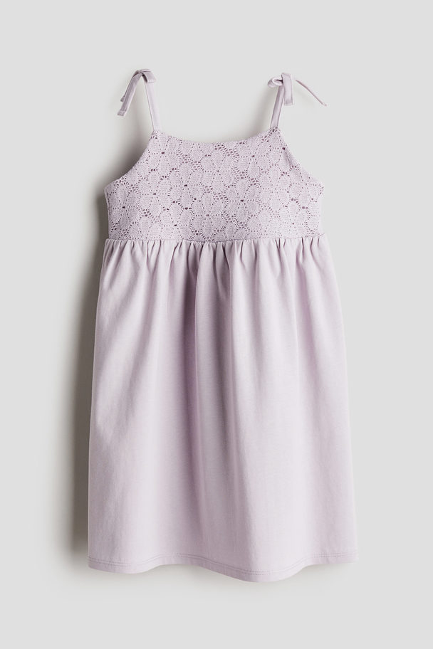 H&M Crochet-look Jersey Dress Light Purple