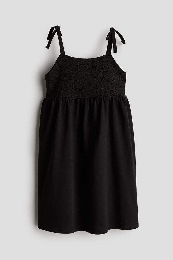 H&M Crochet-look Jersey Dress Black