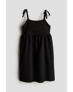 Crochet-look Jersey Dress Black