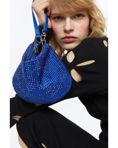 Rhinestone-embellished Shoulder Bag Blue