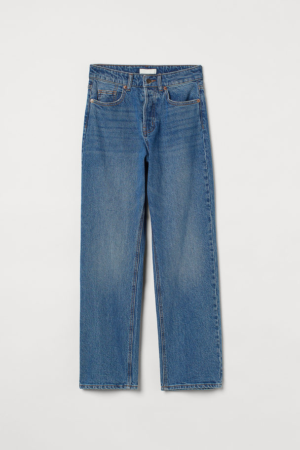 H&M Straight High Ankle Jeans Denimblauw