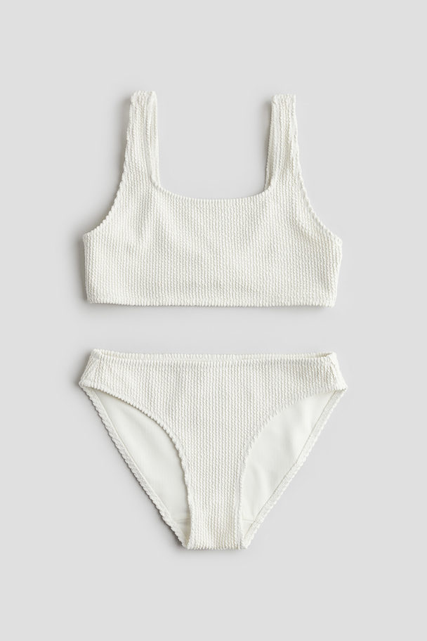H&M Geriffelter Bikini Weiß