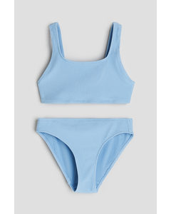 Geriffelter Bikini Pastellblau