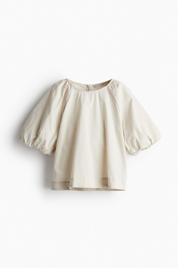 H&M Bluse mit Puffärmeln Hellbeige